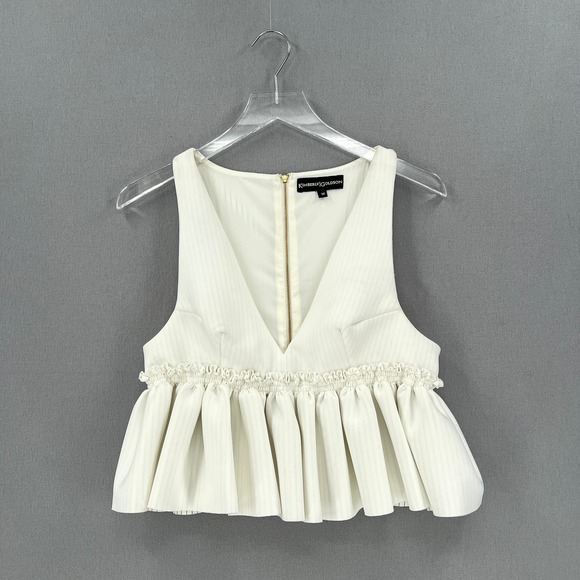 KIMBERLY GOLDSON Jah Top Shirt Womens Medium Off White Stripe V-neck Sleeveless - Picture 6 of 16